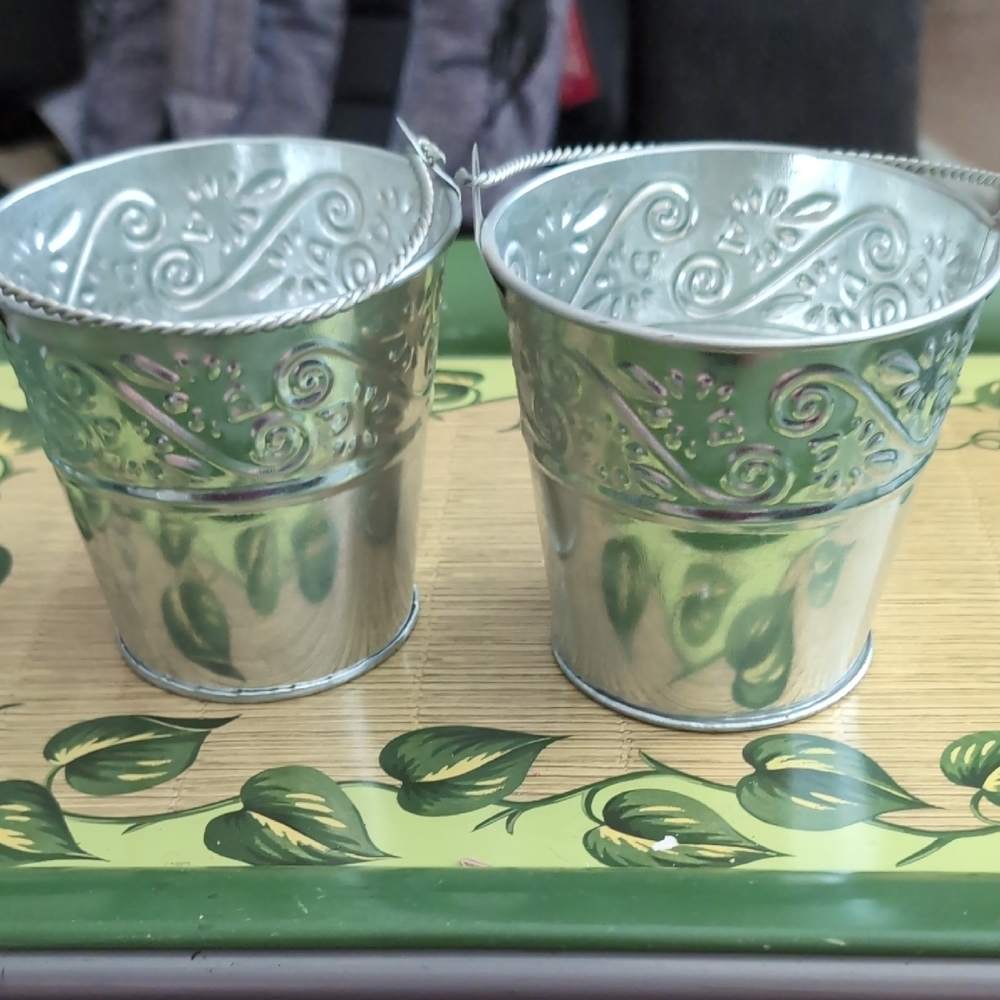 Silver Decorative Metal Buckets